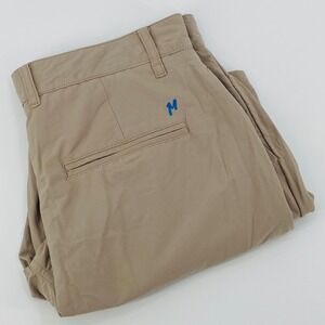 Mugsy Golf Shorts Mens 34 Arnie Khaki Tan Performance Stretch Flat Front Shorts